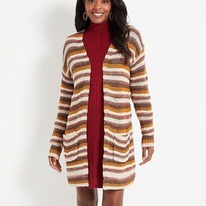 Striped Long Sleeve Duster Cardigan